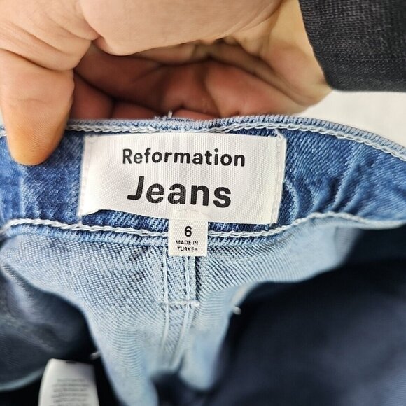 Reformation Sunny Denim Two Piece Set Womens Size 6 Blue Organic Cotton Crop NWT - Picture 15 of 16